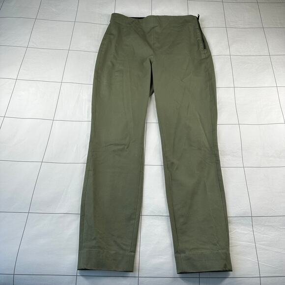 Everlane Pants Womens 6 Green Side Zip Cotton Stretch Ankle Career Back Seam - Picture 2 of 10